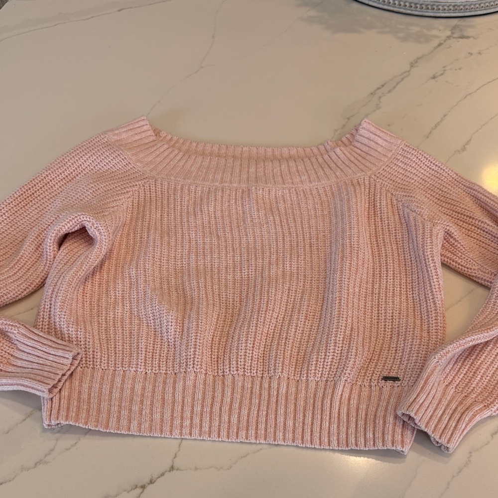 Hollister Light Pink Off-the-Shoulder Sweater